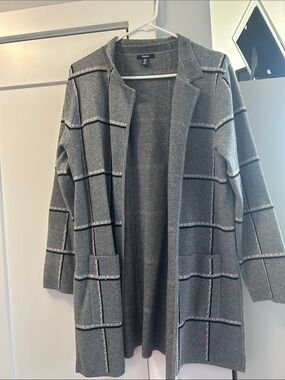Hatley Gray Windowpane Open-Front Cardigan